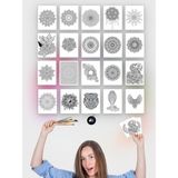 Uravas Store 20'li Mandala Boyama Kartları, Yetişkinler Için Mandala, Büyükler Için Boyama Seti, Sanatsal Hediye