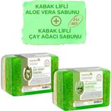 Uravas Store 2'li Set Doğal Kabak Lifli Aloe Vera Sabunu ve Kabak Lifli Çay Ağacı Sabunu