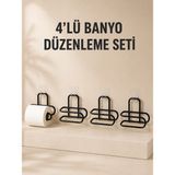 Uravas Store 4 Adet Yapışkanlı Tuvalet Kağıdı Askısı Siyah Metal Delmeden Duvara Monte Wc Kağıtlık