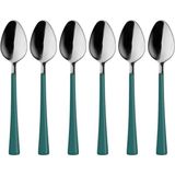 Uravas Store 6 Parça Çay Kaşığı Seti, Paslanmaz Çelik, Gümüş Yeşil, 11 Cm, 70 Gram, El Yıkama