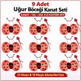 Uravas Store 9’lu Uğur Böceği Ateş Böceği Kostüm Seti – Kanat Taç Asa