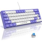 Uravas Store Ajazz AK680 65% Kablolu Hotswap Mekanik Oyun Klavyesi,68 Tuşlu Taşınabilir Anti-Ghosting Klavye,gökkuşağı Arkadan Aydınlatmalı Programlanabilir,ergonomik,kahverengi Mor Beyaz, Anahtar-Mavi