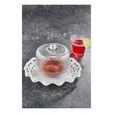 Uravas Store Akrilik Barok Beyaz Renk Kek Fanus & Kek Saklama Kabı & Şık Sunum Organizeri 26 cm