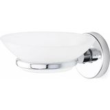 Uravas Store Alper Banyo Iris Krom Kaplama Sabunluk, Yapışkanlı ve Vidalı Montaj, Duvar Tipi Beyaz Sabun Kabı, 35 mm Oval Bantlı