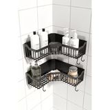 Uravas Store Ata Home Banyor Köşelik Yapışkanlı Banyo Rafı, 2'li Banyo Düzenleyici, Duş Rafı Organizer Şampuanlık, Plastik