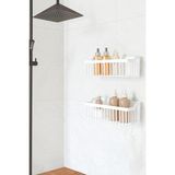 Uravas Store Ata Home Banyor Yapışkanlı Banyo Rafı, 2'li Banyo Düzenleyici Organizer Duş Şampuanlık, Plastik Beyaz