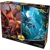 Uravas Store Ateş Ejderhası ve Su Ejderhası Ikili Puzzle 200 Parça