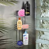 Uravas Store BADEM10 Banyo Duş Rafı Şampuanlık Köşelik Kare Krom 3 Katlı Malzemelik Organizer Düzenleyici Mutfak Eşya Rafı