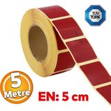 Uravas Store BADEM10 Tüvtürk Onaylı Kırmızı Kesik Reflektörlü Bant Gece Parlayan En 5 cm 5 mt Ikaz Fosforlu Reflektif