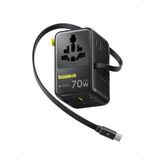 Uravas Store Baseus Enercore Evrensel Soket Adaptörü 70 W Geri Çekilebilir Kablolu, 2 Ac Prizli 2usb-A + 1usb-C ile Uluslararası Seyahat Şarj Cihazı, Abd, Ingiltere, Çin, Japonya, Tayland ile Uyumlu