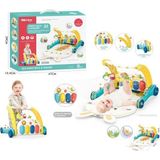 Uravas Store BIB6015 -Piyanolu 2 In 1 Bebek Yürüteci ve Tavşan Desenli Mavi Oyun Halısı