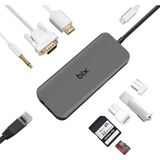Uravas Store Bix BX11HB Type-C To HDMI VGA Ethernet 3.5 mm Jack USB 3.0 Pd Kart Okuyucu Dönüştürücü Adaptör
