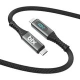 Uravas Store Bix BXCC244 Usb4 Thunderbolt 4/3 Uyumlu Pd 240W 40GBPS 8k 60Hz Ultra Hd Dijital Ekran Göstergeli Şarj, Data ve Görüntü Kablosu 1 Metre