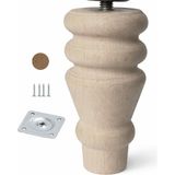 Uravas Store Bohem 10 cm Doğal Boyasız Ahşap Ayak Silindir Mobilya Koltuk Kanepe Ayağı Metal Montaj Aparat & Keçe