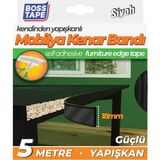 Uravas Store Boss Tape Yuvarlak Mobilya Masa Kenar Bandi, 18 mm x 5 mt Boyut, Siyah