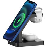 Uravas Store Buff BL34 3 In 1 Magsafe Uyumlu 15W Telefon, Kulaklık, Apple Watch Uyumlu Masaüstü Stand Kablosuz Şarj Cihazı