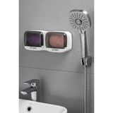 Uravas Store Buffer Duvara Monte Ikili Kapaklı Plastik Sabunluk Organizer, Banyo ve Mutfak Için Yapışkanlı Sabun Kutusu, 25.5x9.5x5 cm