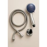 Uravas Store Busstier Spiralli Duş Başlığı Seti, 4 Fonksiyonlu Krom Duş Başlığı, 150 cm Duş Hortumu, Mafsallı Başlık, Vida ve Dübel Dahil, Su Tasarruflu, Duvara Monte Banyo Takımı