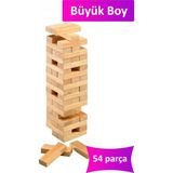 Uravas Store Büyük Boy Doğal Ahşap Denge Oyunu Kule Oyunu 54 Parça Ahşap Yapı Blokları Cenga