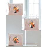 Uravas Store Çiçek Buketi Baskılı 3'lü Makyaj Çantası 20X25 cm - Kadın Doğum Günü Hediyesi, LH93824723452351321