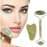 Uravas Store Çift Taraflı 2li Cilt Yüz Masaj Aleti Jade Roller Yeşim Taşı Seti (5047)