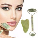 Uravas Store® Çift Taraflı 2Li Cilt Yüz Masaj Aleti Jade Roller Yeşim Taşı Seti