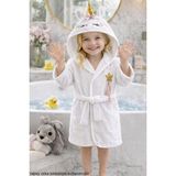 Uravas Store Çocuk Bornozu Kapşonlu-Hayvan Figürlü-Kız Bebek Bornoz-Çocuk-Beyaz Unicorn-(9-10 Yaş)