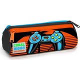 Uravas Store Coral High Siyah Turuncu Gamers Üç Bölmeli Kalem Çantası -Erkek Çocuk