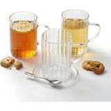 Uravas Store Deconox 3'lü Borosilikat Cam Kupa Seti - 300 ml Isıya Dayanıklı Ince ve Hafif Çay/kahve Bardağı - Kurşunsuz Ekolojik (3 Adet)