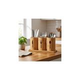 Uravas Store Deconox 3'lü Doğal Bambu Kaşıklık Seti - Ahşap Standlı Tezgah Üstü Çatal Kaşık Bıçak Düzenleyici Şık Mutfak Organizeri (Stand: 33X13X2 Cm/kaşıklık: 10X12 Cm)