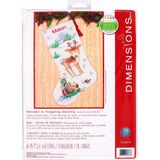 Uravas Store Dimensions Kanaviçe "ren Geyiği ve Kirpi" Kişiselleştirilmiş Noel Çorap Seti, Beyaz 14 Adet Aida, 40 cm