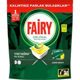 Uravas Store Fairy Hepsi Bir Arada Bulaşık Makinesi Deterjanı Kapsülü/tableti 60 Yıkama Limon Kokulu