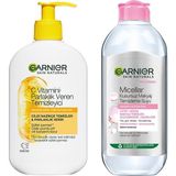 Uravas Store Garnier C Vitamini Parlaklık Veren Temizleyici 250 ml & Micellar Kusursuz Makyaj Temizleme Suyu (400 Ml) Cilt Bakım Seti