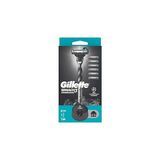 Uravas Store Gillette Mach3 Charcoal Tıraş Makinesi + 5 Adet Yedek Tıraş Bıçağı + Premium Stand Hediyeli Peket