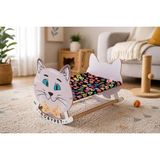 Uravas Store Gobypet Ahşap Sallanan Kedi Beşiği – Sevimli Kedi Figürlü, Minderli, Dekoratif Dinlenme Yatağı (Siyah)