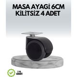Uravas Store Halı ve Beton Uyumlu Kilitsiz Mobilya Tekerleği 4’lü