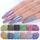Uravas Store Hb Tasarım 12'li Glitter Set Nail Art Resin Art Tırnak Süsleme Kalıcı Oje Protez Tırnak Süsleme Göz Makyajı, Hbsustrnak2