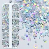 Uravas Store Holografik Gümüş Tırnak Süsleme Folyo Pulları Karışık Dizayn Kelebek Kalp Harfler Yıldızlar Nail Art