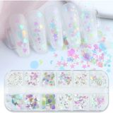 Uravas Store Holografik Parlak Şeffaf Tırnak Süsleme Folyo Pulları Karışık Dizayn Kelebek Kalp Yıldızlar Nail Art