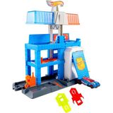Uravas Store Hot Wheels Oyuncak Araba Parça Seti, Şehir Şehir Merkezi Polis Kulesi Playset ve 1:64 Ölçekli Döküm Polis Aracı, 3 Seviyeye Genişler, Hız Yapış Parça Sistemi
