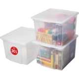 Uravas Store Iris Ohyama Çok Yönlü Saklama Kutuları, 30L, 3'lü Set, Şeffaf, Kolay Mandal, Istiflenebilir, Şeffaf Plastik, Dolap, Raflar, Garaj, Organizasyon, Giysiler, Battaniyeler, Garaj Malzemeleri, Usb-M