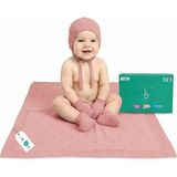 Uravas Store Kadife Yumuşaklığında 6 Parçalı Hediye Seti, Yeni Doğan Bebekler Için, Pembe, 1 x Sivri Uçlu Örgü Battaniye 80 x 100 Cm, 1 x Bebek Şapkası, 1 Çift Eldiven ve 1 Çift Bot, Tencel Kumaş