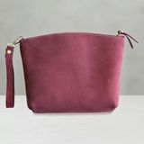 Uravas Store Kadın Clutch Çanta Bordo Orta Boy Hakiki Deri Bileklik Askılı Kadın Makyaj Çantası