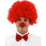 Uravas Store Kırmızı Renk Kıvırcık Afro Bonus Peruk Takma Saç ve Kırmızı Burun Seti