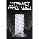 Uravas Store Kristal Lamba Masa Lambası Şarjlı Masa Lambası Dokunmatik Sensör USB Şarjlı