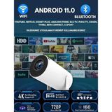 Uravas Store LED Projeksiyon Cihazı 4K Çözünürlük 100000:1 Kontrast Bluetooth Android 11 Wifi Beyaz