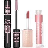 Uravas Store Maybelline New York Lash Sensational Sky High Cosmic Black Maskara + Lifter Gloss Nemlendirici Dudak Parlatıcısı- 004 Silk Makyaj Seti