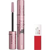 Uravas Store Maybelline New York Lash Sensational Sky High Maskara & Mini Super Stay Matte Ink Likit Mat Ruj 20 Pioneer Makyaj Seti