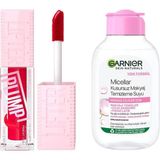 Uravas Store Maybelline New York Lifter Plump Dudak Parlatıcısı- 004 Red Flag & Garnier Micellar Kusursuz Makyaj Temizleme Suyu (100 Ml)