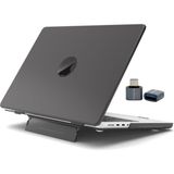 Uravas Store Mcstorey MacBook Air 13 Inç (13.6) Kılıf M2 / M3 / M4 Uyumlu – Standlı Mat Şeffaf Sert Pc Hardcase Isı Dağıtımlı Ince Koruma Siyah